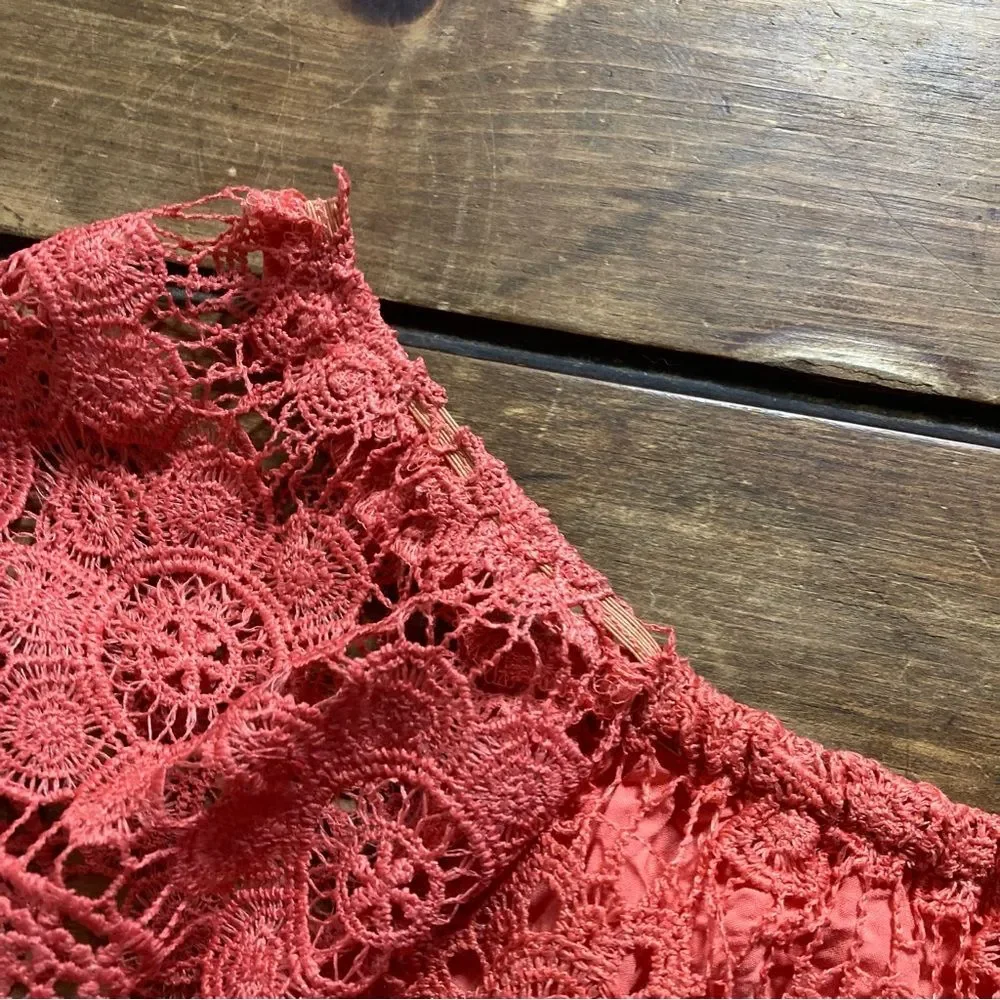Lord & Taylor Design Lab Lace Coral Off Shoulder Sleeve Small Crop Top